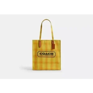 Canvas Tote Bag With Plaid Print